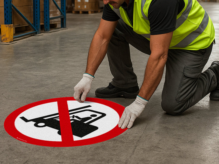 Wyklejanie naklejek podłogowych