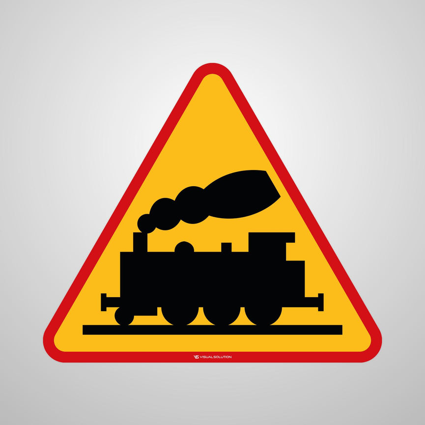 Naklejka Podłogowa BHP: "Przejazd Kolejowo-Drogowy bez Zapór" (A10)