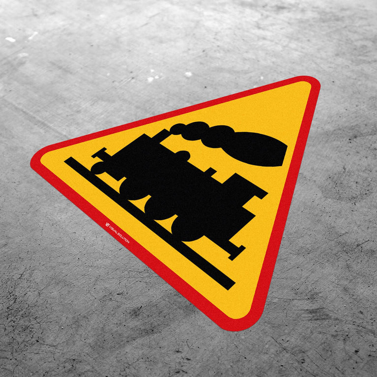 Naklejka Podłogowa BHP: "Przejazd Kolejowo-Drogowy bez Zapór" (A10)