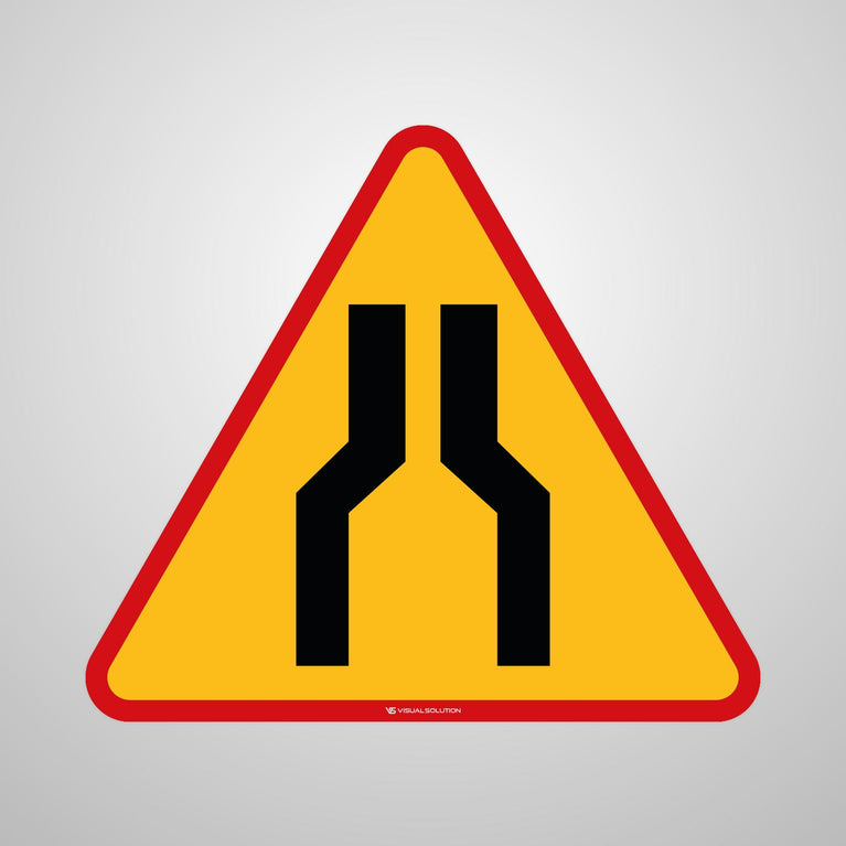 Naklejka Podłogowa BHP: "Zwężenie Jezdni - Dwustronne" (A-12a)