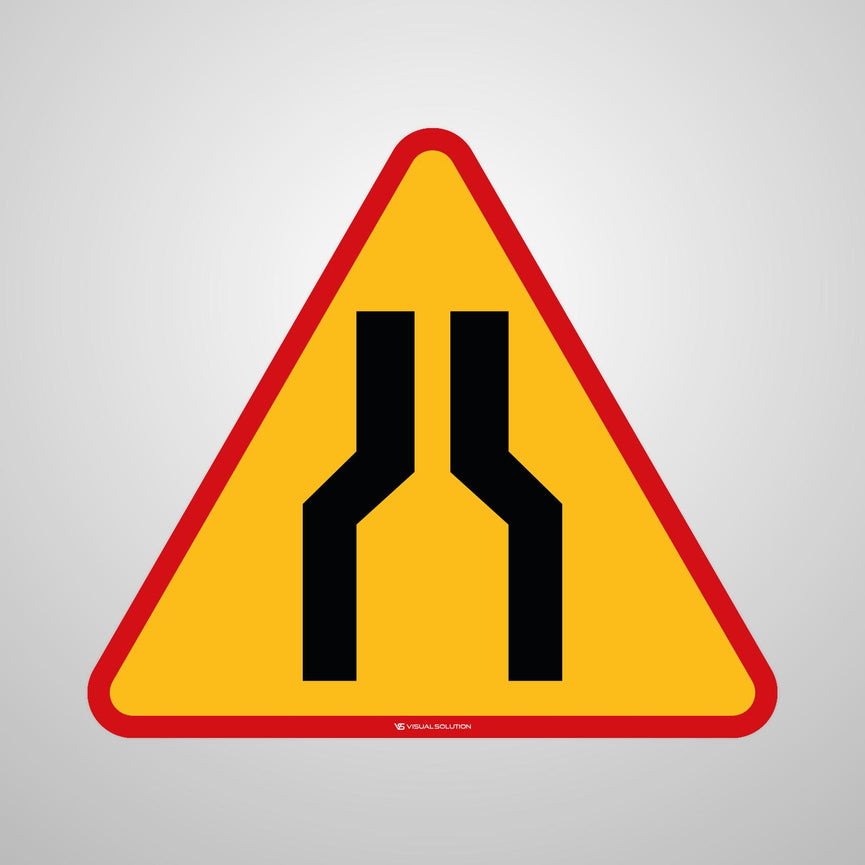 Naklejka Podłogowa BHP: "Zwężenie Jezdni - Dwustronne" (A-12a)