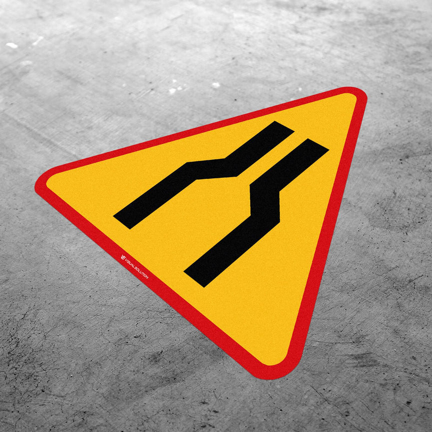 Naklejka Podłogowa BHP: "Zwężenie Jezdni - Dwustronne" (A-12a)