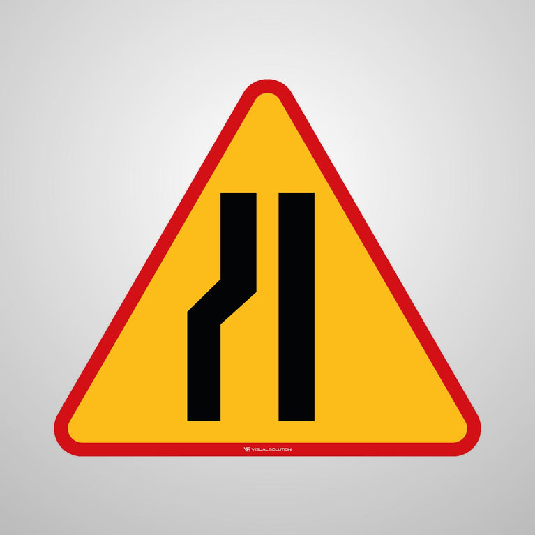 Naklejka Podłogowa BHP: "Zwężenie Jezdni - Lewostronne" (A-12c)