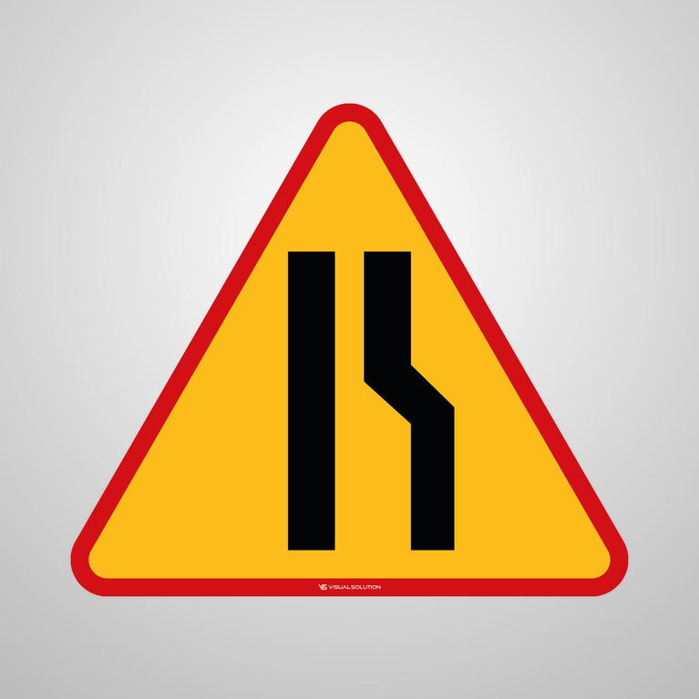 Naklejka Podłogowa BHP: "Zwężenie Jezdni - Prawostronne" (A-12b)