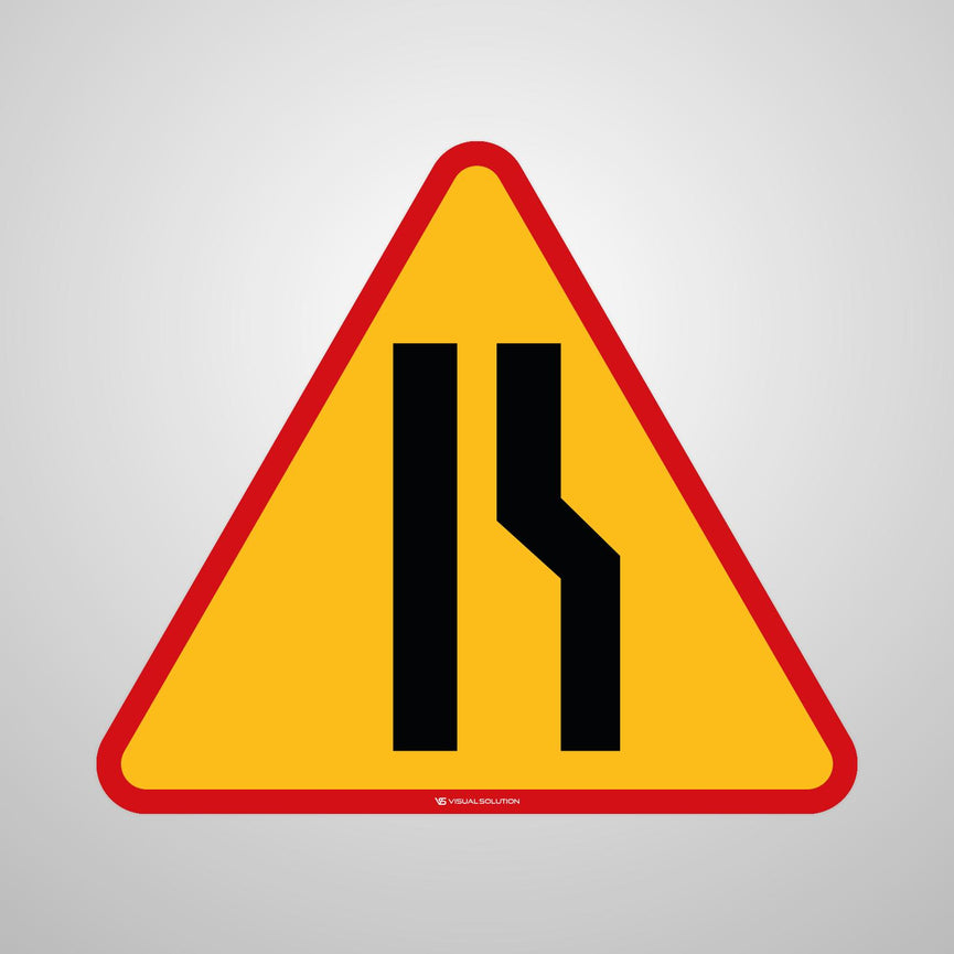 Naklejka Podłogowa BHP: "Zwężenie Jezdni - Prawostronne" (A-12b)