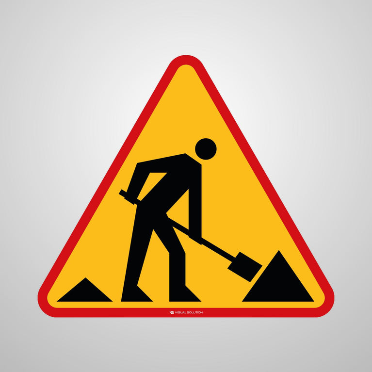 Naklejka Podłogowa BHP: "Roboty na Drodze" (A-14)