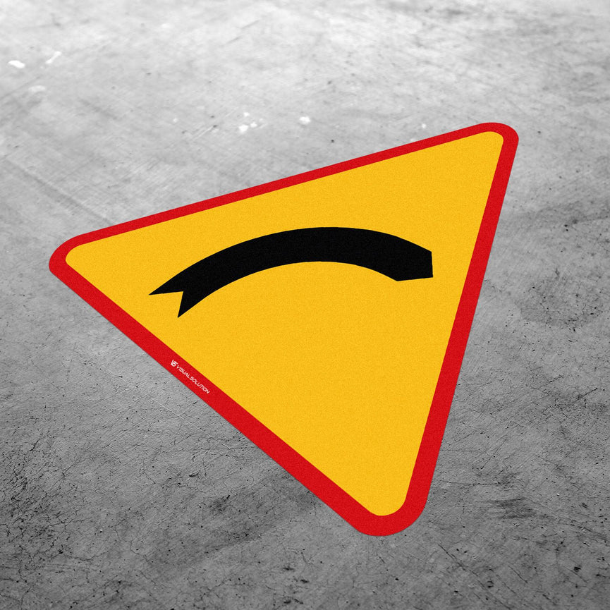 Naklejka Podłogowa BHP: Niebezpieczny Zakręt w Prawo (A1)