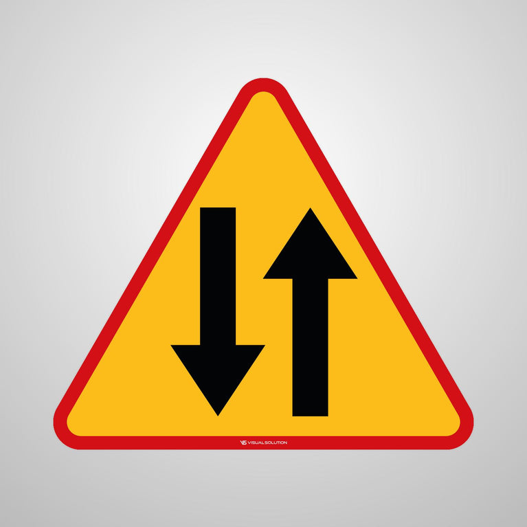 Naklejka Podłogowa BHP: "Odcinek Jezdni o Ruchu Dwukierunkowym" (A-20)