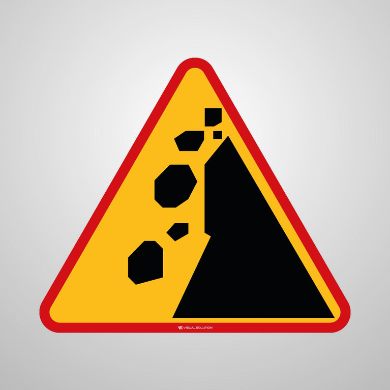 Naklejka Podłogowa BHP: "Spadające odłamki skalne" (A-25)