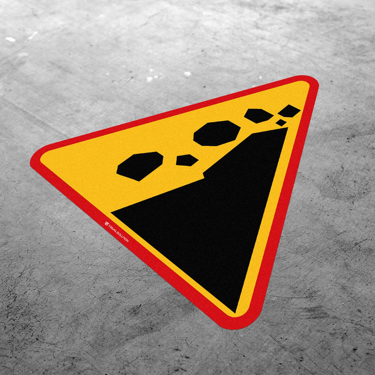 Naklejka Podłogowa BHP: "Spadające odłamki skalne" (A-25)