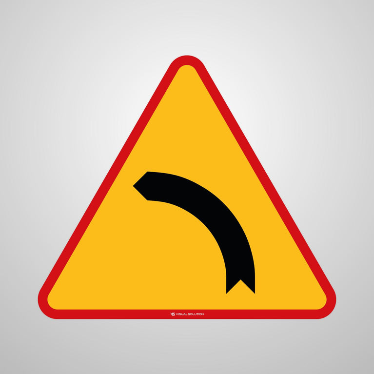 Naklejka Podłogowa BHP: Niebezpieczny Zakręt w Lewo (A2)