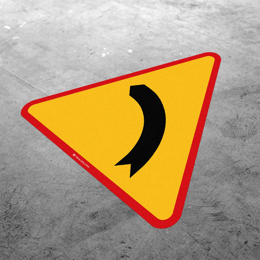 Naklejka Podłogowa BHP: Niebezpieczny Zakręt w Lewo (A2)
