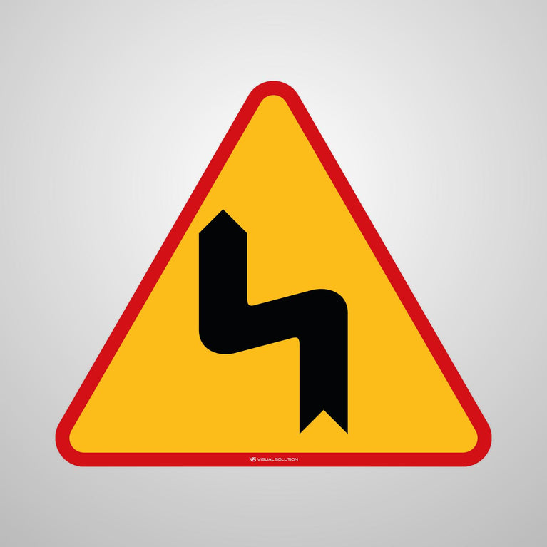 Naklejka Podłogowa BHP: Niebezpieczne Zakręty — Pierwszy w Lewo (A4)