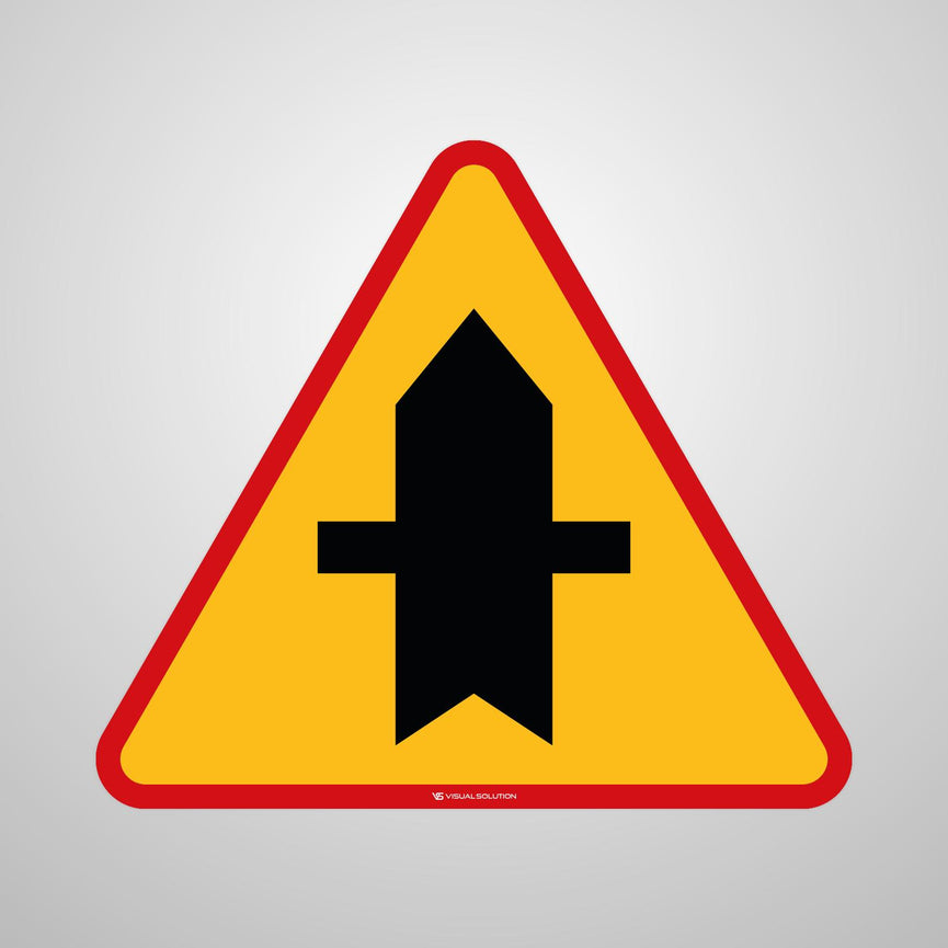 Naklejka Podłogowa BHP: Skrzyżowanie z Drogą Podporządkowaną Występującą po Obu Stronach (A-6a)