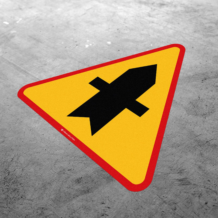 Naklejka Podłogowa BHP: Skrzyżowanie z Drogą Podporządkowaną Występującą po Obu Stronach (A-6a)