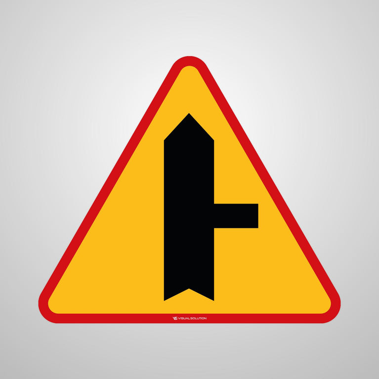 Naklejka Podłogowa BHP: Skrzyżowanie z Drogą Podporządkowaną Występującą po Prawej Stronie (A-6b)