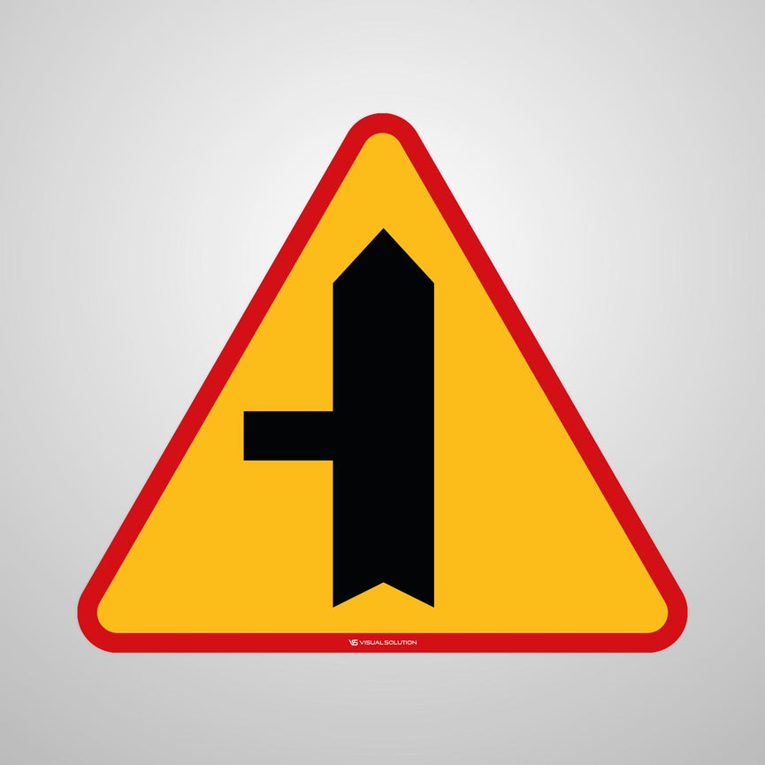 Naklejka Podłogowa BHP: Skrzyżowanie z Drogą Podporządkowaną Występującą po Lewej Stronie (A-6c)