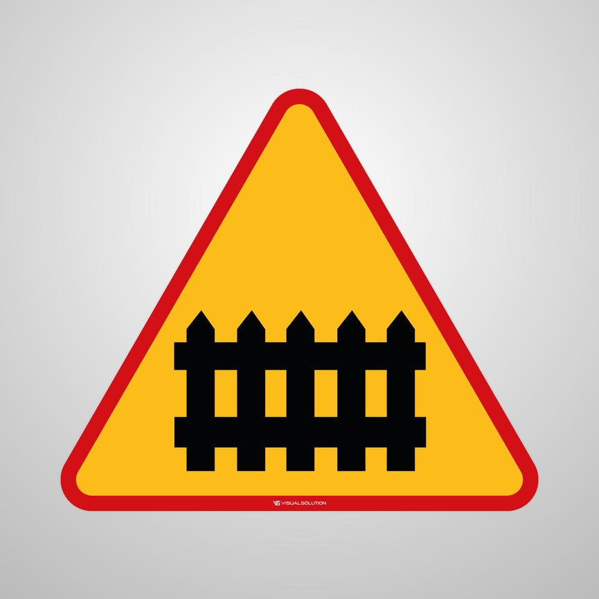 Naklejka Podłogowa BHP: "Przejazd Kolejowo-Drogowy z Zaporami" (A9)