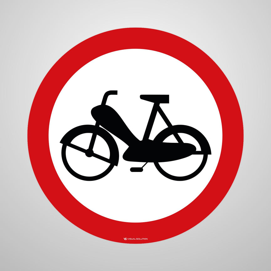 Naklejka Podłogowa BHP: "Zakaz wjazdu motorowerów" (B-10)