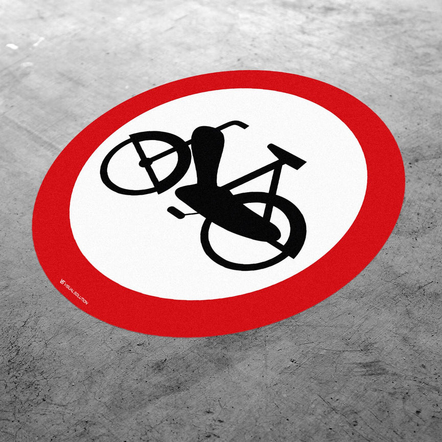 Naklejka Podłogowa BHP: "Zakaz wjazdu motorowerów" (B-10)