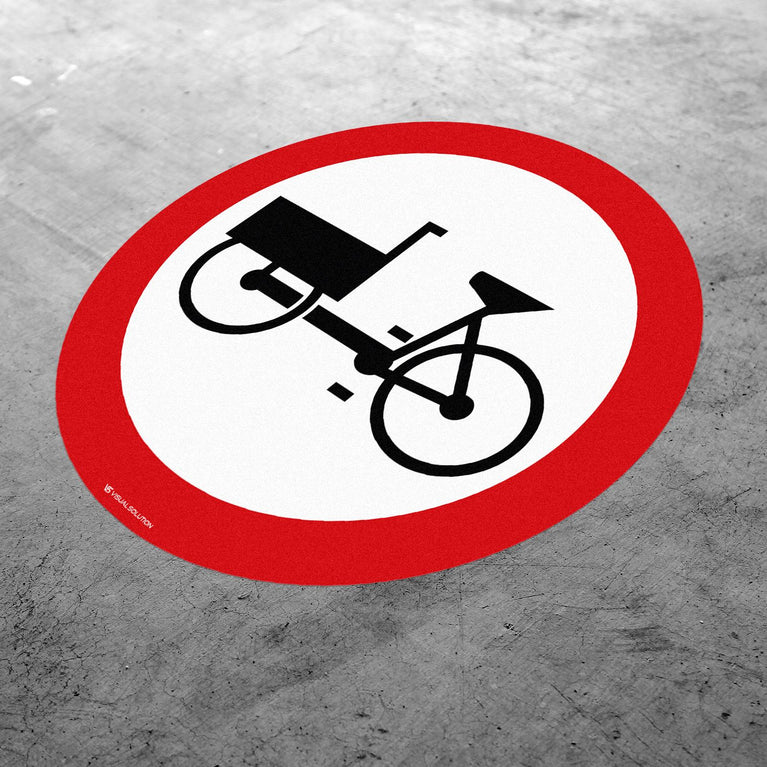 Naklejka Podłogowa BHP: "Zakaz wjazdu wózków rowerowych i rowerów wielośladowych" (B-11)