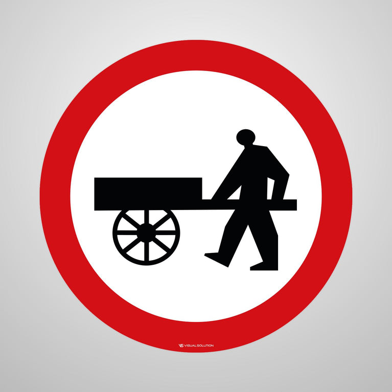 Naklejka Podłogowa BHP: "Zakaz wjazdu wózków ręcznych" (B-12)
