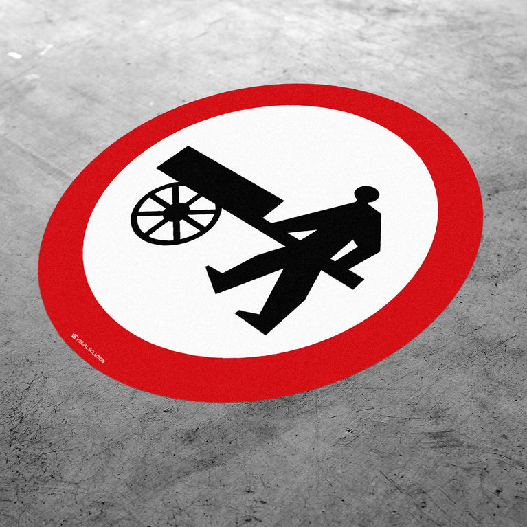 Naklejka Podłogowa BHP: "Zakaz wjazdu wózków ręcznych" (B-12)