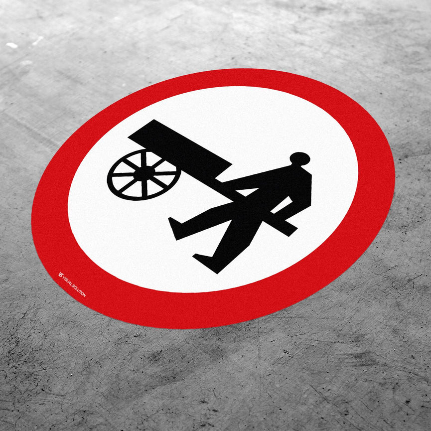 Naklejka Podłogowa BHP: "Zakaz wjazdu wózków ręcznych" (B-12)