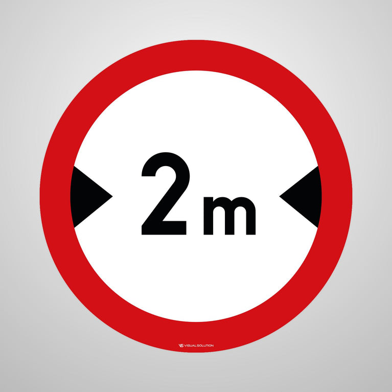 Naklejka Podłogowa BHP: "Zakaz wjazdu pojazdów o szerokości ponad 2 m" (B-15)