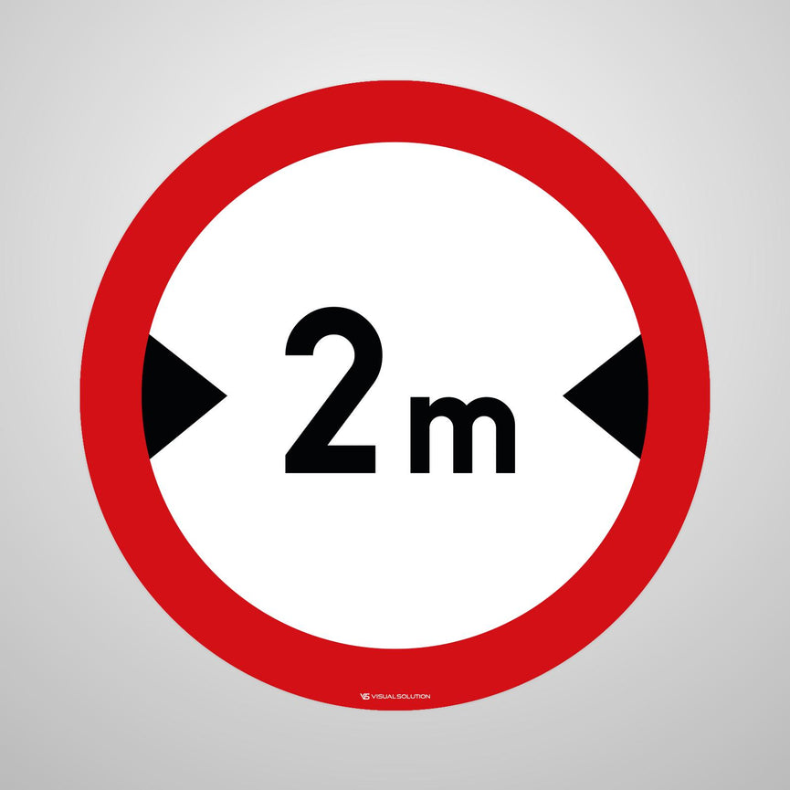 Naklejka Podłogowa BHP: "Zakaz wjazdu pojazdów o szerokości ponad 2 m" (B-15)