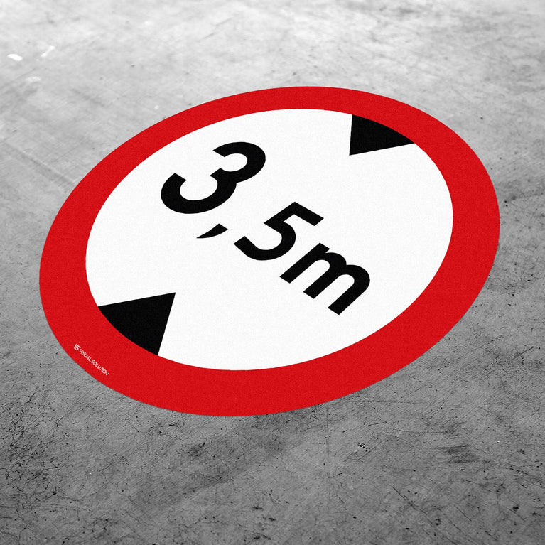 Naklejka Podłogowa BHP: "Zakaz wjazdu pojazdów o wysokości ponad 3.5 m" (B-16)