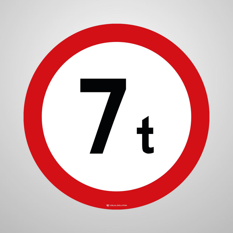 Naklejka Podłogowa BHP: "Zakaz wjazdu pojazdów o rzeczywistej masie całkowitej ponad 7 t" (B-18)