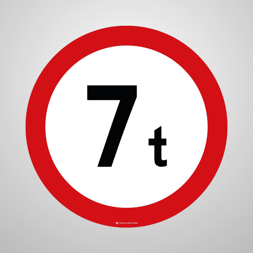 Naklejka Podłogowa BHP: "Zakaz wjazdu pojazdów o rzeczywistej masie całkowitej ponad 7 t" (B-18)