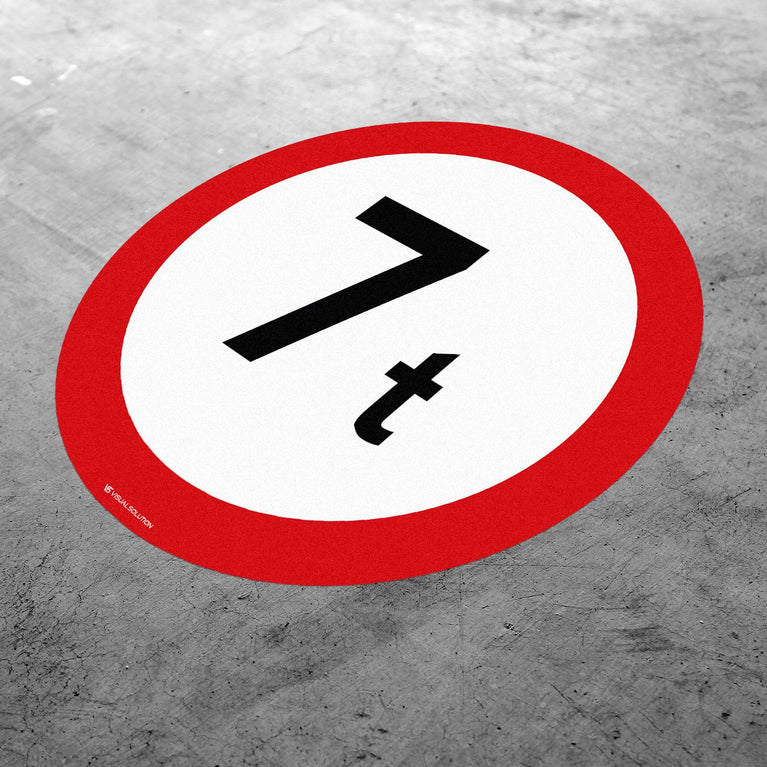 Naklejka Podłogowa BHP: "Zakaz wjazdu pojazdów o rzeczywistej masie całkowitej ponad 7 t" (B-18)