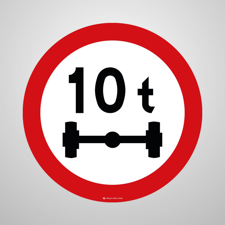 Naklejka Podłogowa BHP: "Zakaz wjazdu pojazdów o nacisku osi większym niż 10 t" (B-19)