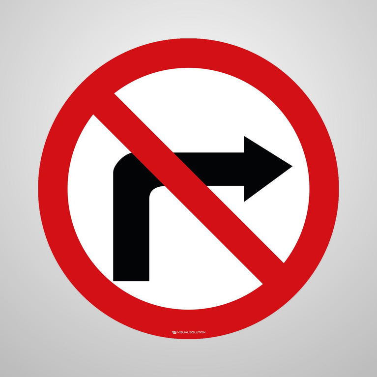 Naklejka Podłogowa BHP: "Zakaz skręcania w prawo" (B-22)