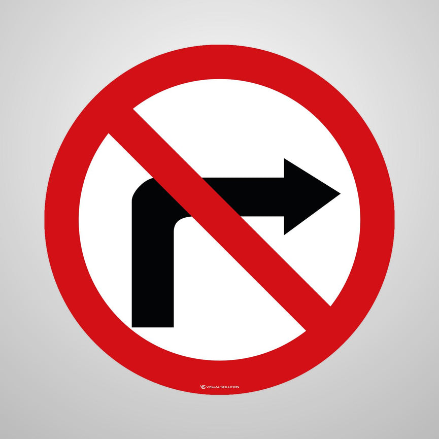 Naklejka Podłogowa BHP: "Zakaz skręcania w prawo" (B-22)