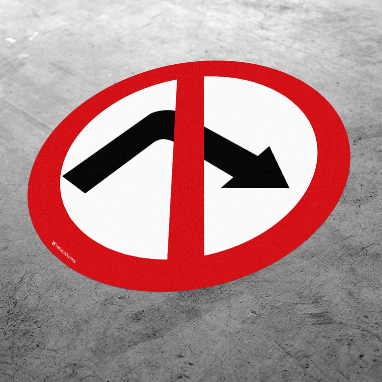 Naklejka Podłogowa BHP: "Zakaz skręcania w prawo" (B-22)