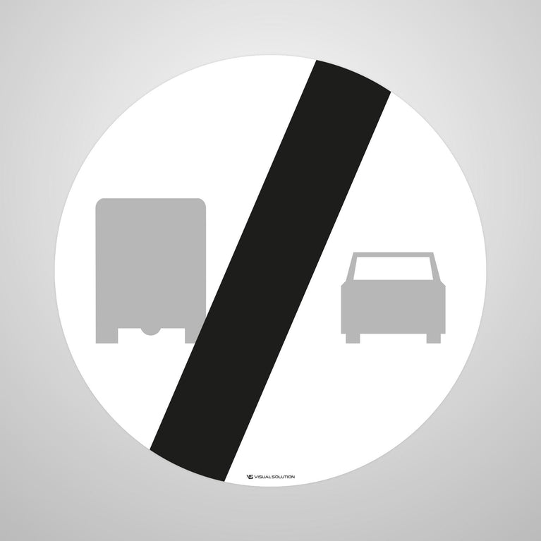 Naklejka Podłogowa BHP: "Koniec zakazu wyprzedzania przez samochody ciężarowe" (B-28)