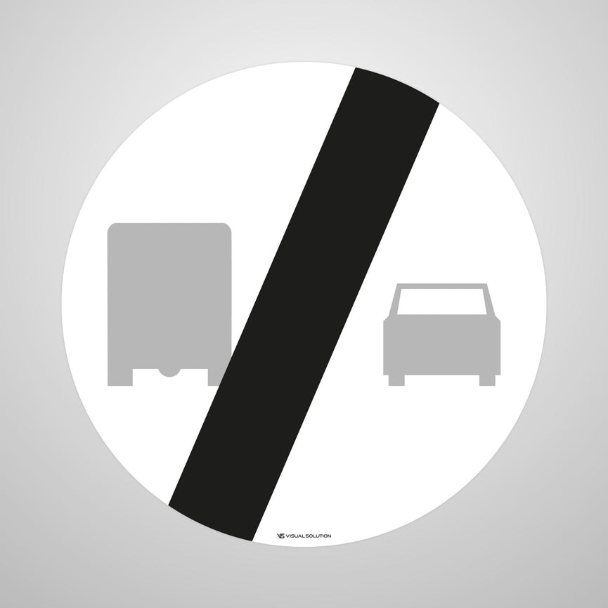 Naklejka Podłogowa BHP: "Koniec zakazu wyprzedzania przez samochody ciężarowe" (B-28)