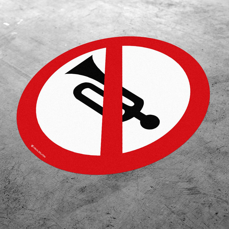 Naklejka Podłogowa BHP: "Zakaz używania sygnałów dźwiękowych" (B-29)