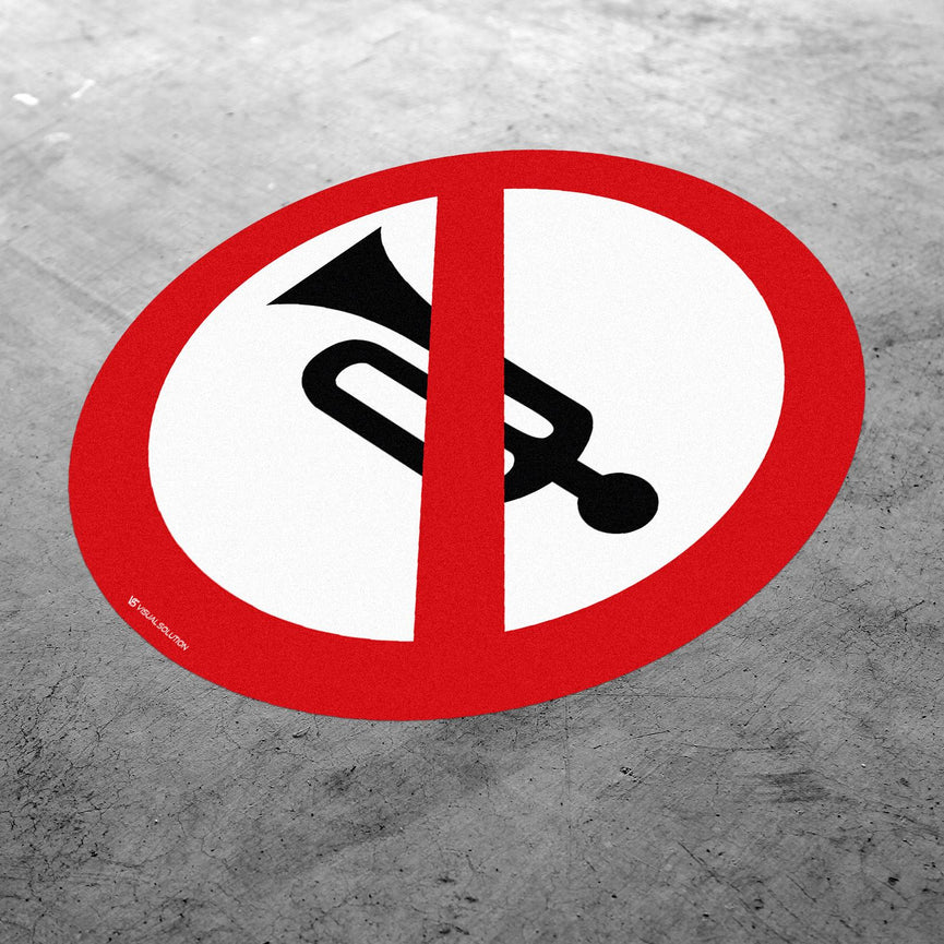 Naklejka Podłogowa BHP: "Zakaz używania sygnałów dźwiękowych" (B-29)