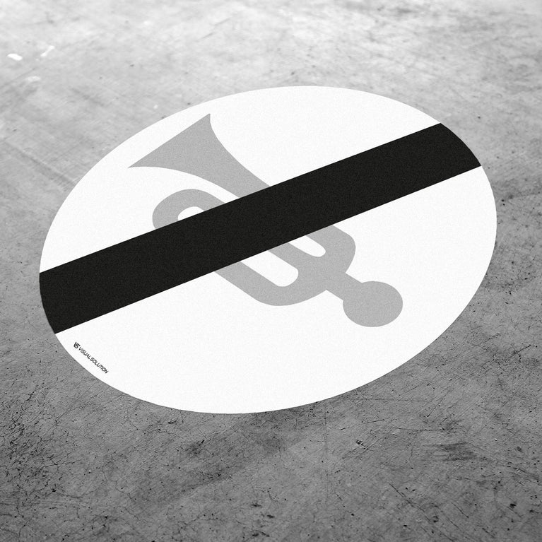 Naklejka Podłogowa BHP: "Koniec zakazu używania sygnałów dźwiękowych" (B-30)