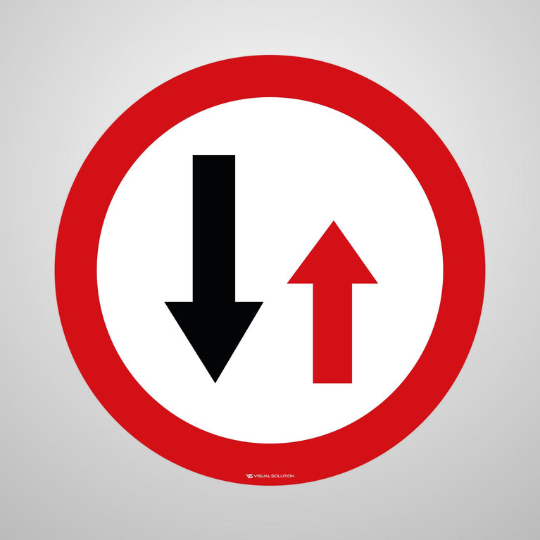 Naklejka Podłogowa BHP: "Pierwszeństwo dla nadjeżdżających z przeciwka" (B-31)