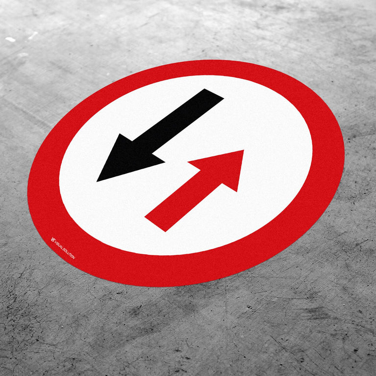 Naklejka Podłogowa BHP: "Pierwszeństwo dla nadjeżdżających z przeciwka" (B-31)