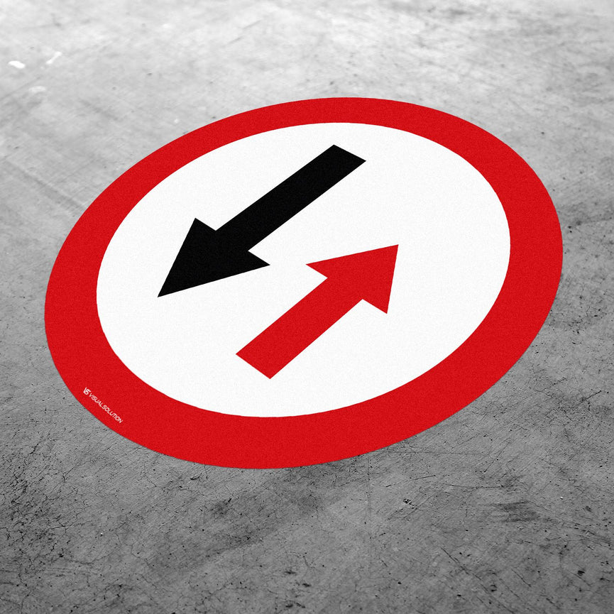 Naklejka Podłogowa BHP: "Pierwszeństwo dla nadjeżdżających z przeciwka" (B-31)