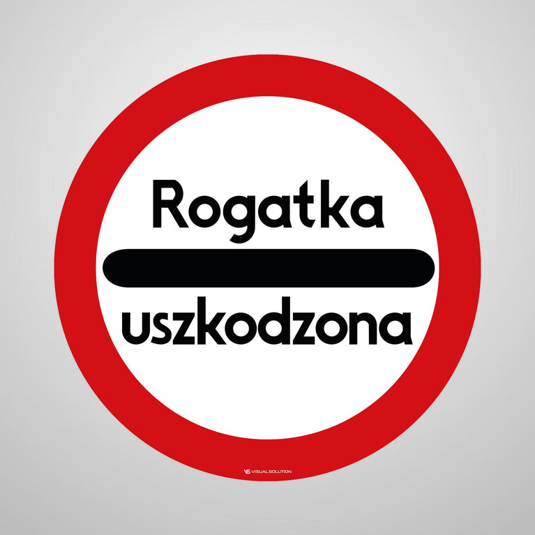 Naklejka Podłogowa BHP: "Rogatka uszkodzona" (B-32b)