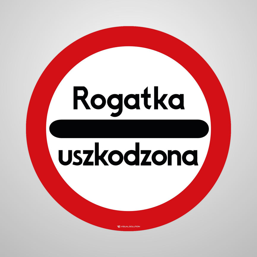 Naklejka Podłogowa BHP: "Rogatka uszkodzona" (B-32b)