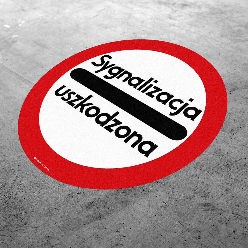 Naklejka Podłogowa BHP: "Sygnalizacja uszkodzona" (B-32c)