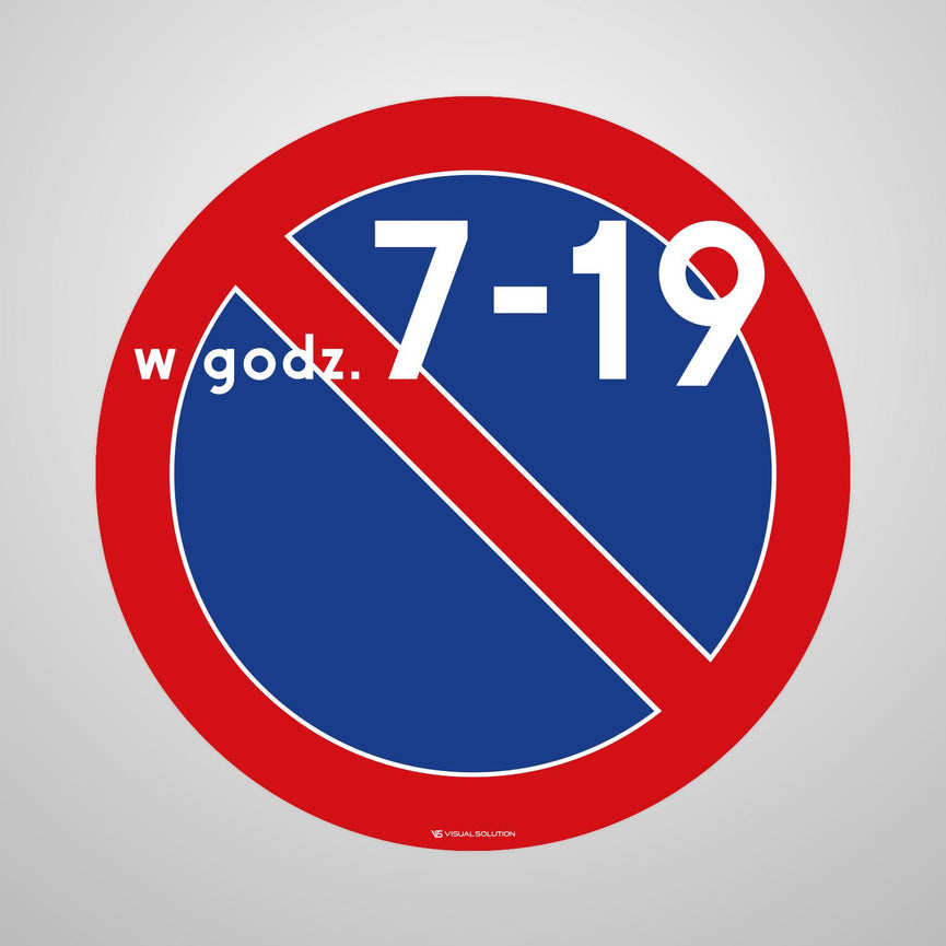 Naklejka Podłogowa BHP: "Zakaz postoju w godzinach 7 - 19" (B-35)